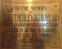 Titre original&nbsp;:  Memorial Plaque from Regal Road Public School, the school in Toronto where the Lieutenant taught before serving his country.