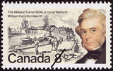 Titre original&nbsp;:  The Welland Canal, 1824, William Hamilton Merritt = Le canal Welland, 1824, William Hamilton Merritt [philatelic record].  Philatelic issue data Canada : 8 cents Date of issue 29 November 1974