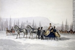Original title:  Painting Sleighing James Duncan (1806-1881) 1850-1870, 19th century Watercolour and graphite on paper 15.7 x 23.2 cm Gift of Mr. David Ross McCord M311 © McCord Museum Keywords:  Genre (188) , Painting (2229) , painting (2226)