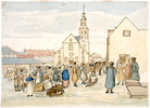 Titre original&nbsp;:  Winter View of the Upper Town Market showing the Catholic Cathedral and Seminary / Le marché de la Haute-Ville, la basilique et le séminaire en hiver. 
