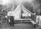 Original title:  [Joe (Seraphim) Fortes in front of his tent at English Bay]
Matthews, James Skitt, Major (1878-1970)