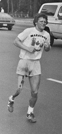 Original title:    Description English: Photo of Terry Fox, Canadian cancer fund-raiser, during his 1980 "Marathon of Hope" fund-raising run across Canada. Photo taken July 12, 1980 in Toronto, Ontario, Canada by Jeremy Gilbert with his Praktika SLR 35 mm camera on Bloor Street East, near entrance to Castle Frank subway station, looking south-east towards Castle Frank Road as Fox heads west along Bloor Street. Date 12 July 1980 Source Transferred from en.wikipedia Author Jeremy Gilbert Permission (Reusing this file)   The permission for use of this work has been archived in the Wikimedia OTRS system. It is available here for users with an OTRS account. If you wish to reuse this work elsewhere, please read the instructions at COM:REUSE. If you are a Commons user and wish to confirm the permission, please leave a note at the OTRS noticeboard. Ticket link: https://ticket.wikimedia.org/otrs/index.pl?A